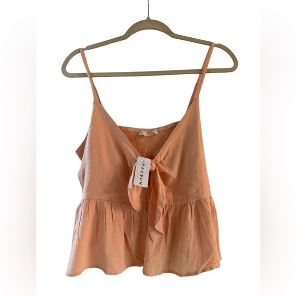 La Hearts Pacsun peach Camisole with Tie Front Peplum nwt medium babydoll peplum - Picture 1 of 8